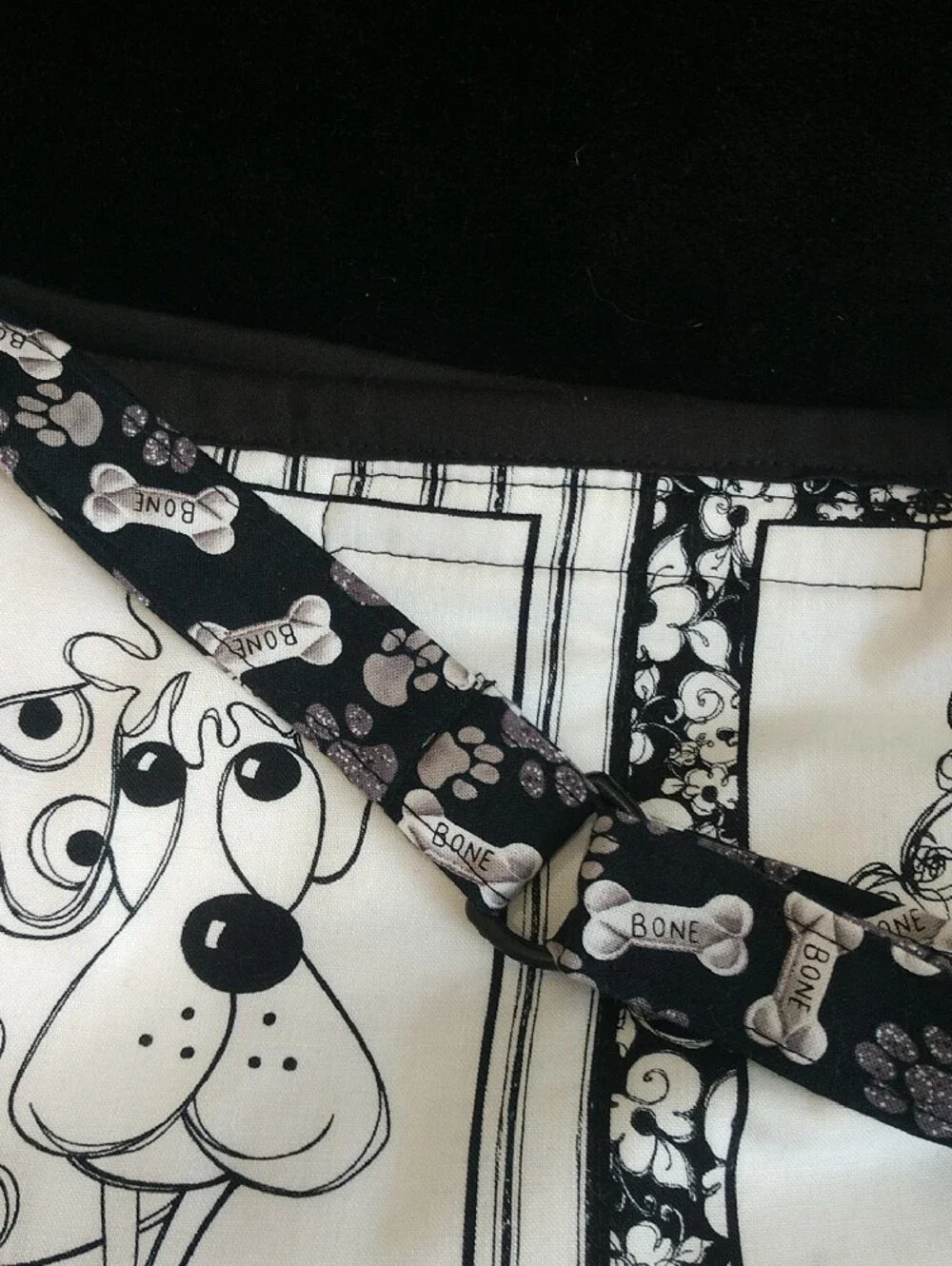 Black & White Dog Print Tote Bag With Adjustable Strap- Pets Dog